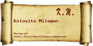 Kolovits Milemon névjegykártya